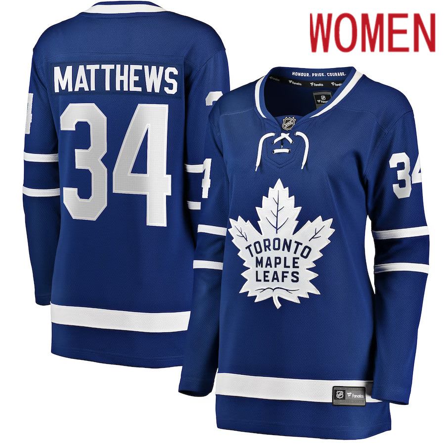 Women Toronto Maple Leafs 34 Auston Matthews Fanatics Branded Royal Home Breakaway Player NHL Jersey